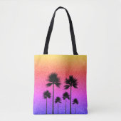 Glinsterende Palmboomgradiënt Zonsondergang Tote Bag (Voorkant)