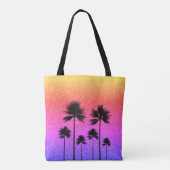 Glinsterende Palmboomgradiënt Zonsondergang Tote Bag (Achterkant)