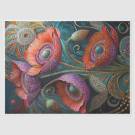 Glinsterende papaver liefde, verfraaide tuin finer tissuepapier