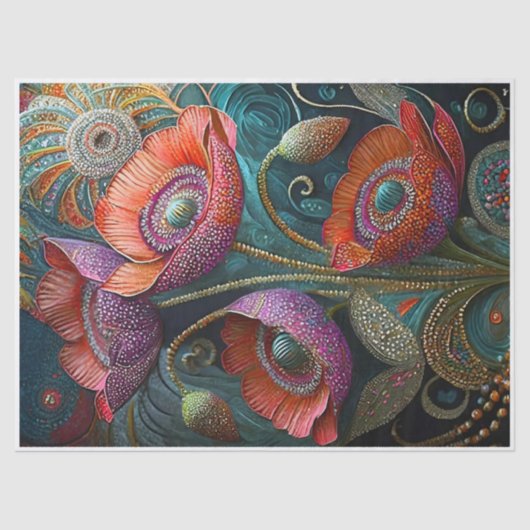 Glinsterende papaver liefde, verfraaide tuin finer tissuepapier (Voorkant)