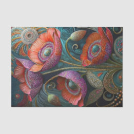 Glinsterende papaver liefde, verfraaide tuin finer tissuepapier