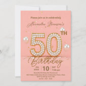 Glinsterende parels en gouden accenten 50e verjaar kaart (Voorkant)