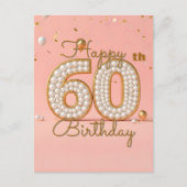 Glinsterende parels en gouden accenten 60e verjaar briefkaart (Voorkant)