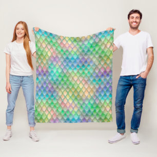 Glinsterende Pastel Regenboog & Glitter Draak Schu Fleece Deken