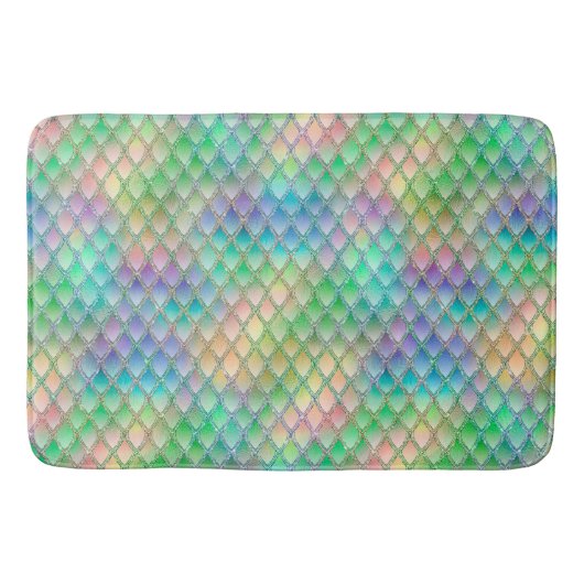 Glinsterende Pastel Regenboog & Glitterende Draak  Badmat (Voorkant)
