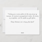 Glinsterende peperkoek en kaneelsneeuwvlokken feestdagenkaart (Achterkant)