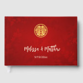 Glinsterende rode Chinese bruiloft Gastenboek (Voorkant)