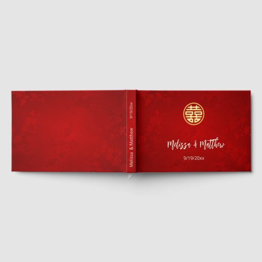 Glinsterende rode Chinese bruiloft Gastenboek (Volledig)