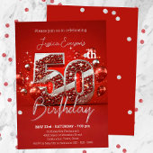 Glinsterende rode en zilveren 50e verjaardagsfeest kaart