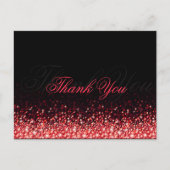 Glinsterende Rode Glitter Zwart Bedankt Briefkaart (Voorkant)
