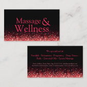 Glinsterende Rode Massage Therapeut Body Wellness Visitekaartje (Voorkant / Achterkant)