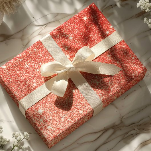Glinsterende rode ombre glitter cadeaupapier