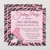 Glinsterende Roller Schaatsfeest Uitnodigingen (Voorkant / Achterkant)