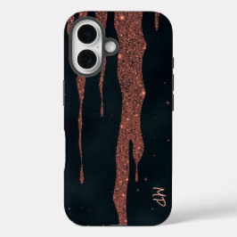 Glinsterende Roos Gold Drips iPhone 16 Hoesje