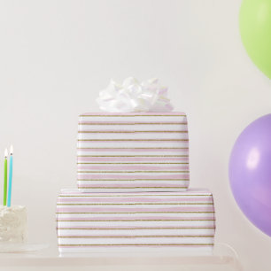 Glinsterende roze en gouden glitter stripe geschen cadeaupapier