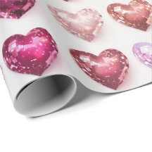 Glinsterende roze en rode disco harten cadeau wrap