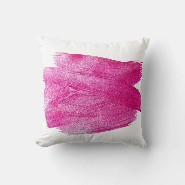Glinsterende Roze Folie: Waterverf Abstract Kussen (Voorkant)