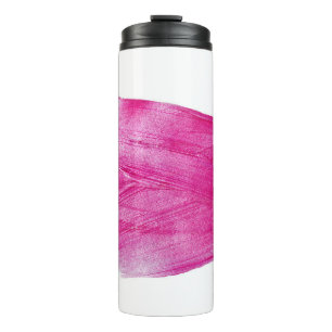 Glinsterende Roze Folie: Waterverf Abstract Thermosbeker