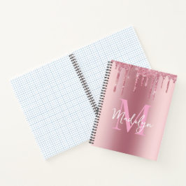 glinsterende Roze glitters monogram naam meisjesac Notitieboek