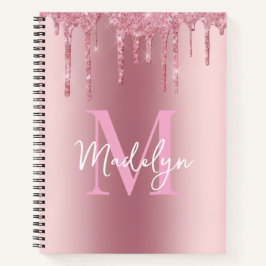 glinsterende Roze glitters monogram naam meisjesac Notitieboek