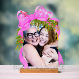 Glinsterende roze lint Foto Christmas Pink Acryl Bord