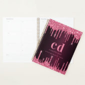 Glinsterende roze monogram met druipende burgundy planner (Display)