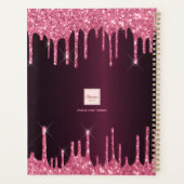 Glinsterende roze monogram met druipende burgundy planner (Achterkant)