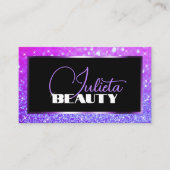 Glinsterende Roze Paarse Sparkle Glitter met Foto Visitekaartje (Voorkant)