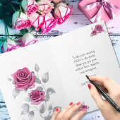 Glinsterende Roze Rozen met Zilveren Moederdag Kaart