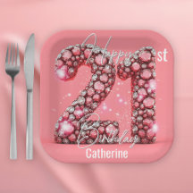 Glinsterende Roze & Zilveren Edelstenen 21e Verjaa