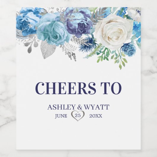 Glinsterende Rozen en bladeren Wijn Etiket (Enkel label)