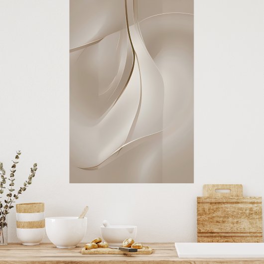 "Glinsterende rust" | Beige Abstracte kunst Poster (Keuken)