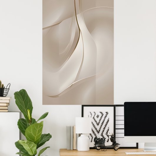 "Glinsterende rust" | Beige Abstracte kunst Poster (Thuiskantoor)