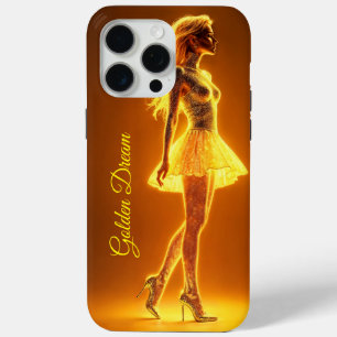 Glinsterende schoonheid in stijlvolle gouden jurk iPhone 15 pro max hoesje
