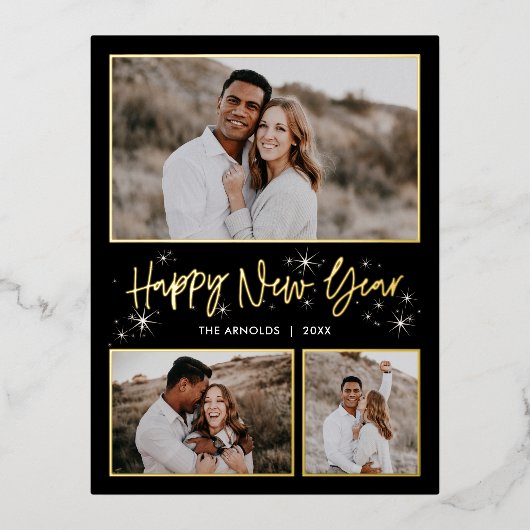 Glinsterende Sky FOLIE Gelukkig Nieuwjaar Kaart Br (Voorkant)