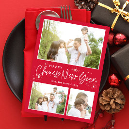 Glinsterende Sky Maan Nieuwjaar Fotokaart Feestdagenkaart