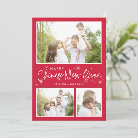 Glinsterende Sky Maan Nieuwjaar Fotokaart Feestdagenkaart (Staand voorkant)