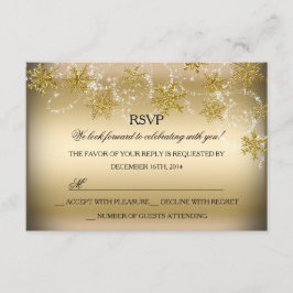Glinsterende Sneeuwvlok Goud Kerst Vakantie RSVP Kaartje