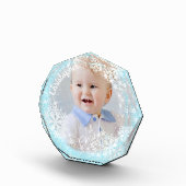 Glinsterende sneeuwvlokken blauw fotoblokken (Rechts)