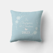 Glinsterende sneeuwvlokken blauw kussen (Achterkant)