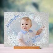 Glinsterende sneeuwvlokken grijs acryl bord (Neutraal)