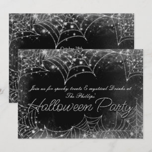 Glinsterende Spinnenwebben Halloween Feest Uitnodi Kaart