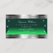 Glinsterende sterren Green Silver Borders Faux Gli Visitekaartje (Achterkant)