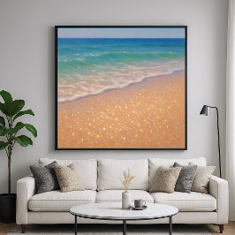 Glinsterende strand - Pastel schilderij zeegezicht Poster