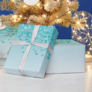 Glinsterende Sweet 16 Vallende Turquoise Glitter Cadeaupapier