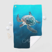 Glinsterende turkooizen zeeschildpad | Kust Golfhanddoek (Insitu)