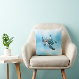 Glinsterende turkooizen zeeschildpad   Kust Kussen