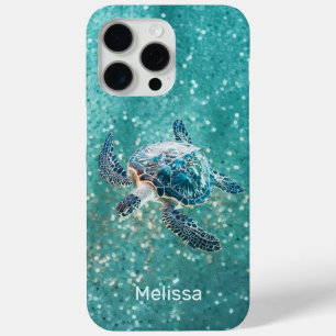glinsterende turquoise Zee schildpad   kust iPhone 15 Pro Max Hoesje