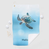 glinsterende turquoise Zee schildpad | kust Golfhanddoek (Insitu)