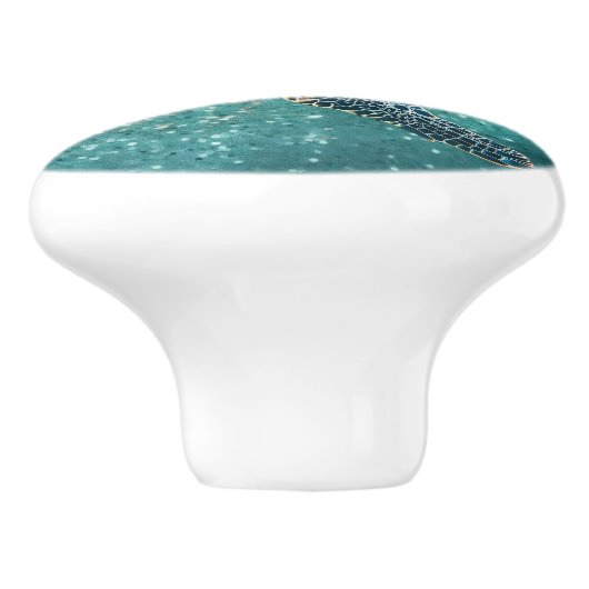 glinsterende turquoise Zee schildpad | kust Keramische Knop (Zijkant)